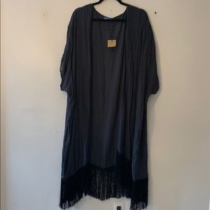 Navy Blue fringe shaw